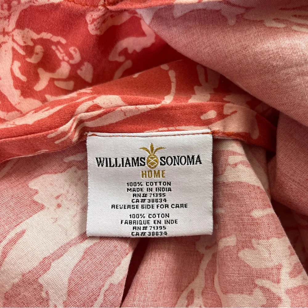 Vtg Williams Sonoma Cotton King Duvet Cover 4 Standard Sham Coral Scroll Leaf